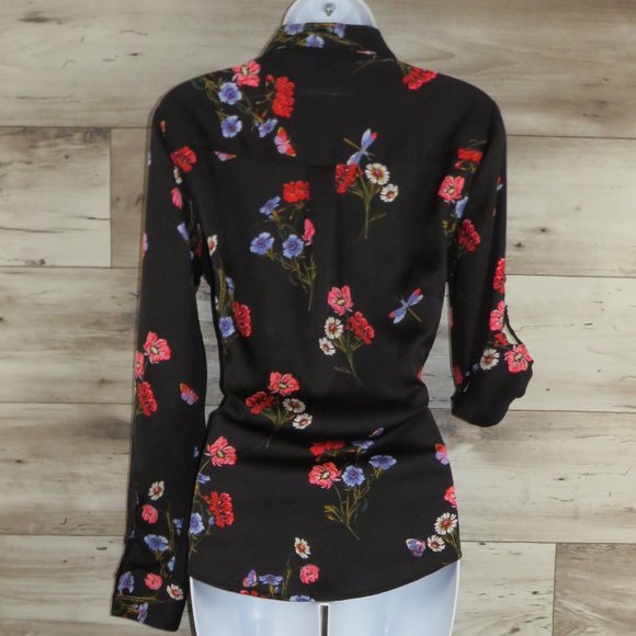 Express* Women's Long Sleeve Button Down High/Low Curved Hem Blouse~Slim Size SP - Picture 2 of 10